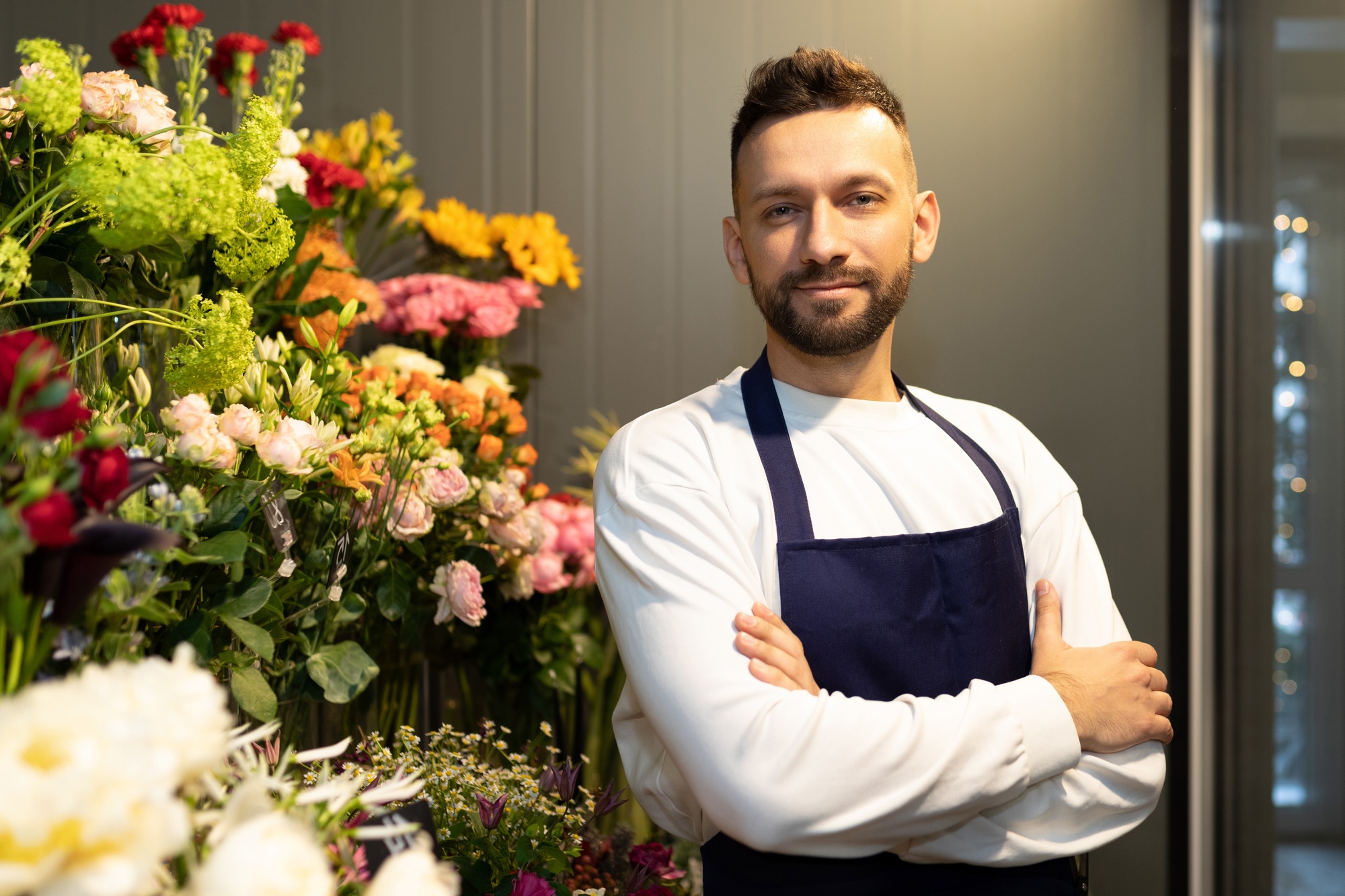 sole trader sells fresh flowers and potted plants